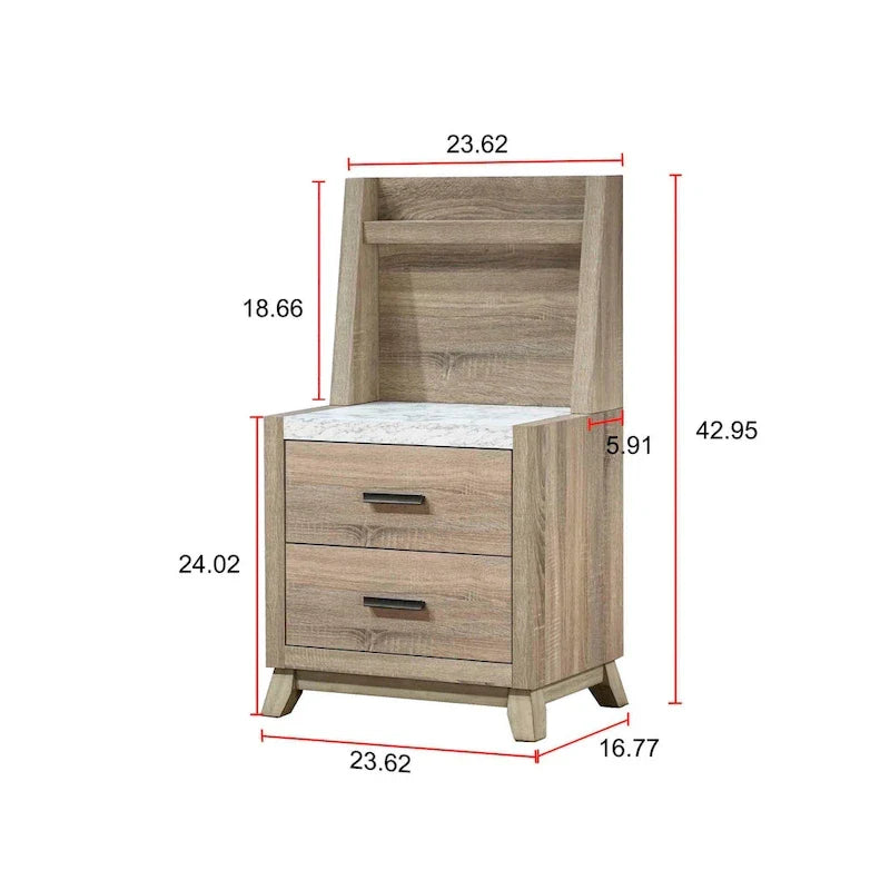Ensemble de chambre à coucher Daemon 6 pièces, panneaux marron clair