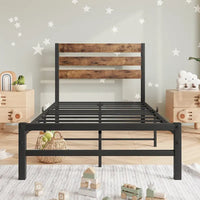 Lit plateforme avec tête de lit rustique en bois vintage