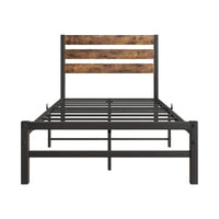 Lit plateforme avec tête de lit rustique en bois vintage