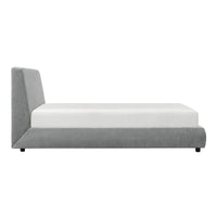 Lit plateforme grand lit Ford, profil bas, revêtement en tissu chenille gris