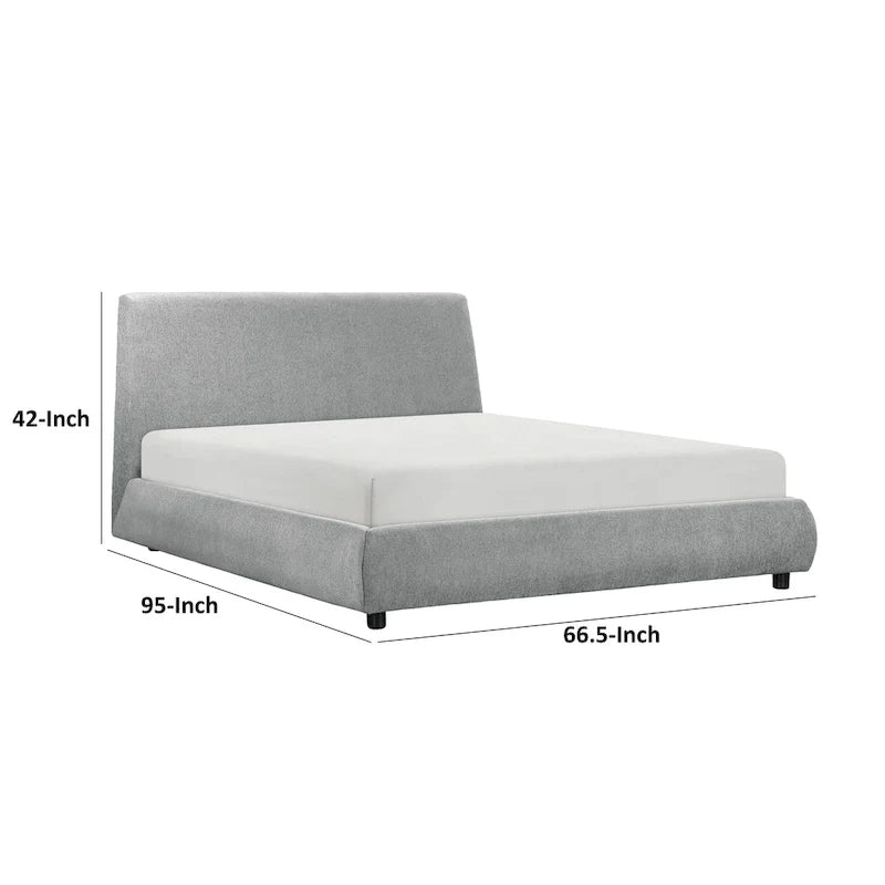 Lit plateforme grand lit Ford, profil bas, revêtement en tissu chenille gris