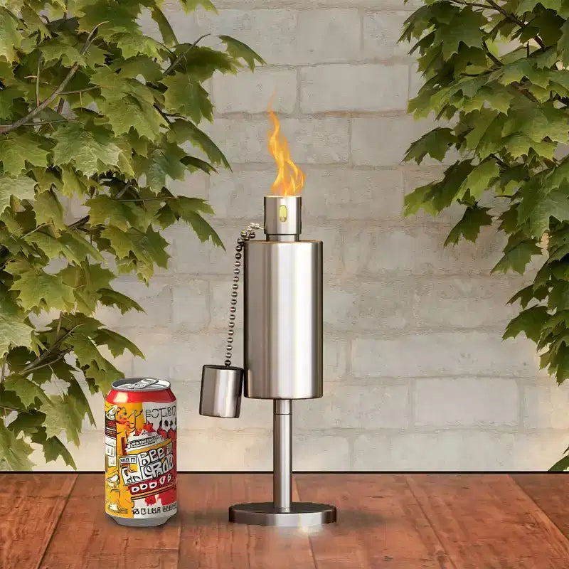 Lampe torche d'extérieur de table en acier inoxydable – Lampe à flamme avec réservoir de carburant pour citronnelle avec mèche en fibre de verre pour jardin, terrasse par Nature Spring