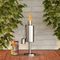 Lampe torche d'extérieur de table en acier inoxydable – Lampe à flamme avec réservoir de carburant pour citronnelle avec mèche en fibre de verre pour jardin, terrasse par Nature Spring