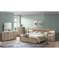 Ensemble de chambre à coucher 4 pièces avec panneaux marron clair Daemon