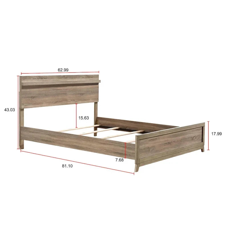 Ensemble de chambre à coucher 4 pièces avec panneaux marron clair Daemon