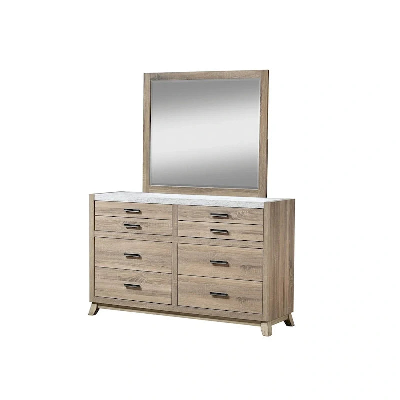 Ensemble de chambre à coucher 4 pièces avec panneaux marron clair Daemon