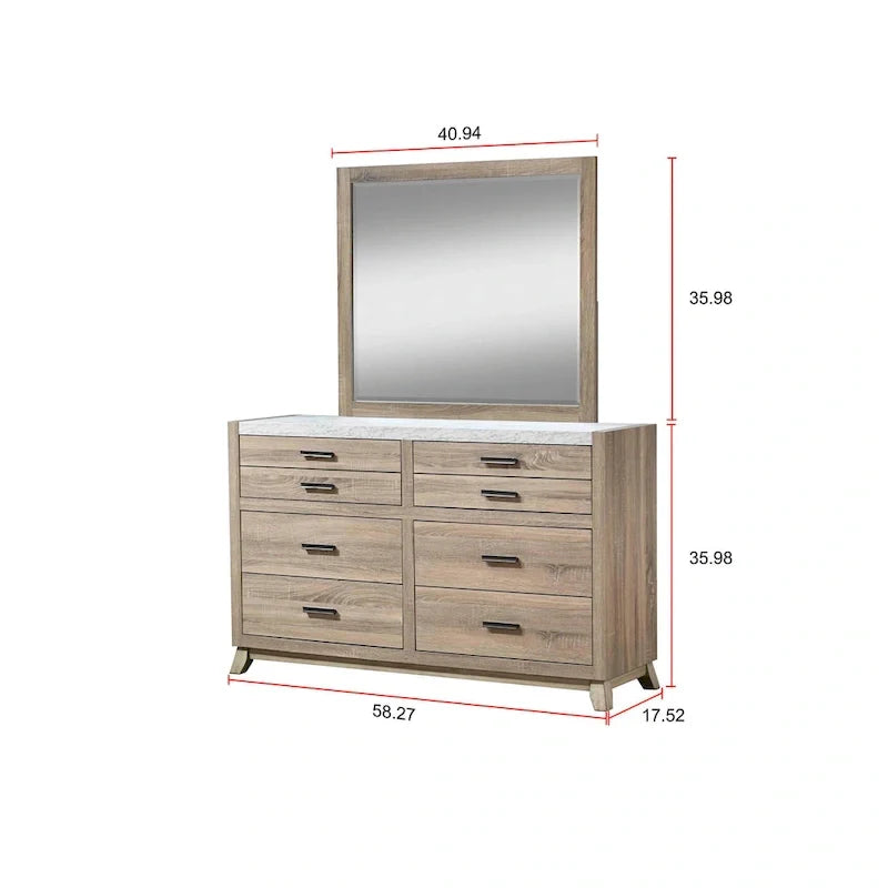 Ensemble de chambre à coucher 4 pièces avec panneaux marron clair Daemon