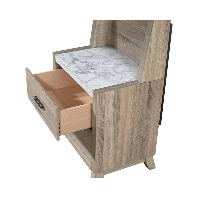 Ensemble de chambre à coucher 4 pièces avec panneaux marron clair Daemon