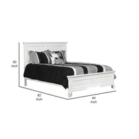 Lit double Umi, design classique à panneaux avec détails moulés, bois blanc