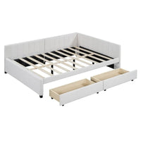 Lit de repos double en lin avec 2 tiroirs de rangement, Canapé-lit