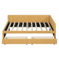 Lit de repos double en lin avec 2 tiroirs de rangement, Canapé-lit