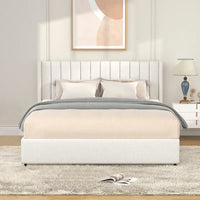 Lit plateforme capitonné en boucle avec tiroir, taille Queen Size