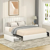 Lit plateforme capitonné en boucle avec tiroir, taille Queen Size
