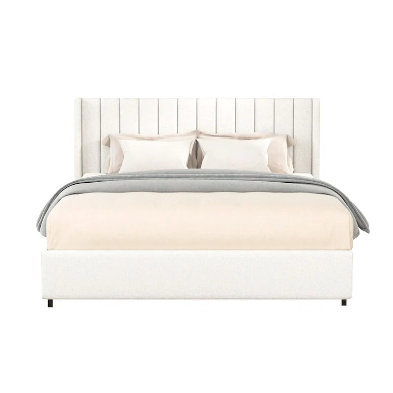 Lit plateforme capitonné en boucle avec tiroir, taille Queen Size