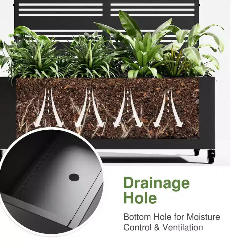 Dovelina Bac jardinière mobile en metal en arche, treillis pour plantes grimpantes, ecrans d'intimite d'extérieur - Black-Harold