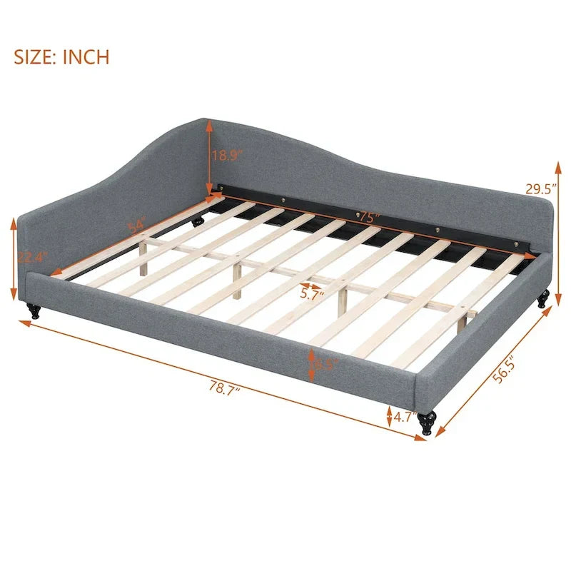 Lit de repos d'angle en lin grande taille