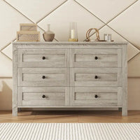 Commode en bois style ferme rétro avec 6 tiroirs, armoire de rangement pour chambre