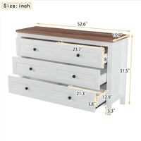 Commode en bois style ferme rétro avec 6 tiroirs, armoire de rangement pour chambre