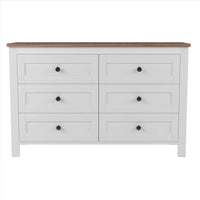 Commode en bois style ferme rétro avec 6 tiroirs, armoire de rangement pour chambre