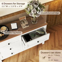 Commode en bois style ferme rétro avec 6 tiroirs, armoire de rangement pour chambre