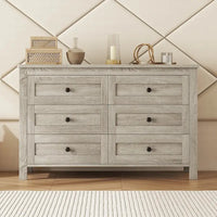 Commode en bois style ferme rétro avec 6 tiroirs, armoire de rangement pour chambre
