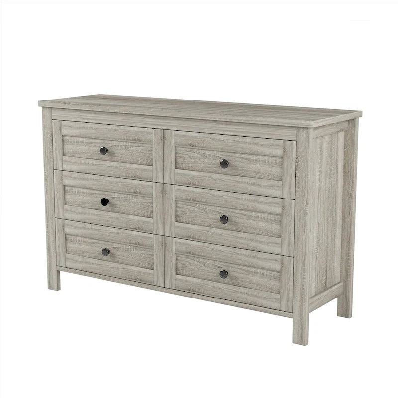 Commode en bois style ferme rétro avec 6 tiroirs, armoire de rangement pour chambre