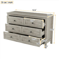Commode en bois style ferme rétro avec 6 tiroirs, armoire de rangement pour chambre