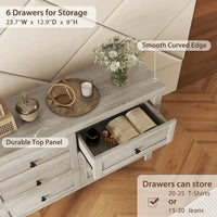 Commode en bois style ferme rétro avec 6 tiroirs, armoire de rangement pour chambre