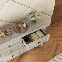 Commode en bois style ferme rétro avec 6 tiroirs, armoire de rangement pour chambre