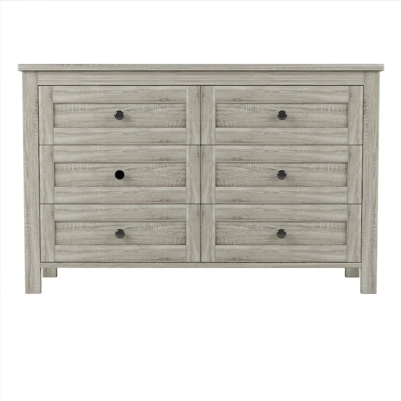 Commode en bois style ferme rétro avec 6 tiroirs, armoire de rangement pour chambre
