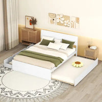 Cadre de lit double avec lit gigogne simple et 2 tiroirs