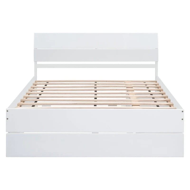 Cadre de lit double avec lit gigogne simple et 2 tiroirs