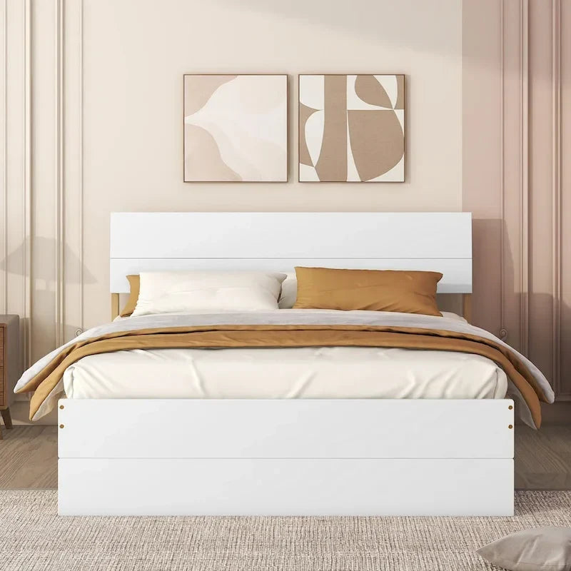 Cadre de lit double avec lit gigogne simple et 2 tiroirs
