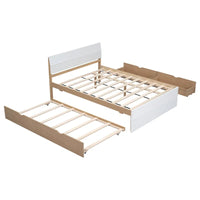 Cadre de lit double avec lit gigogne simple et 2 tiroirs