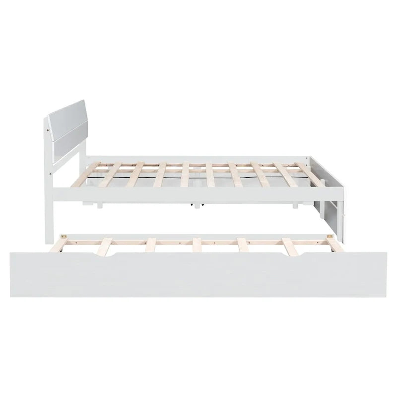 Cadre de lit double avec lit gigogne simple et 2 tiroirs