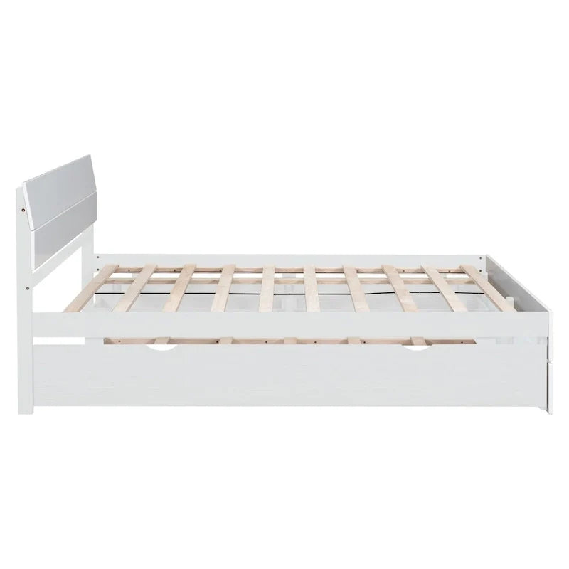 Cadre de lit double avec lit gigogne simple et 2 tiroirs