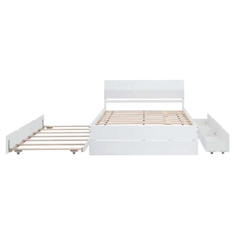 Cadre de lit double avec lit gigogne simple et 2 tiroirs