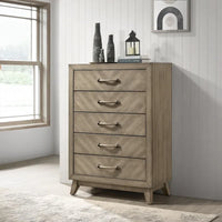 Ensemble de chambre à coucher contemporain Roundhill Furniture Arena en bois : Lit à panneaux, commode, miroir, table de chevet, chiffonnier, gris antique