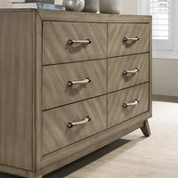 Ensemble de chambre à coucher contemporain Roundhill Furniture Arena en bois : Lit à panneaux, commode, miroir, table de chevet, chiffonnier, gris antique