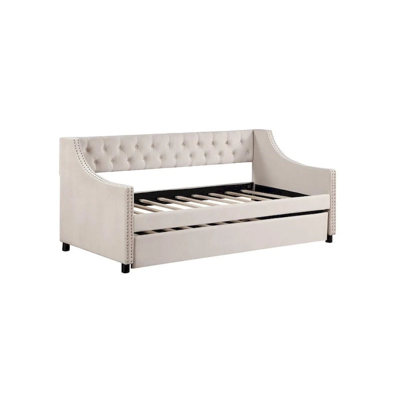 Lit de repos pleine grandeur avec lit gigogne Rembourré Capitonnage avec boutons