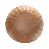 Pouf ottoman rond rempli en similicuir Nuloom