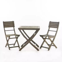 GDFStudio Rabion Ensemble bistro pliant 3 pièces en bois d'acacia d'extérieur, Gris