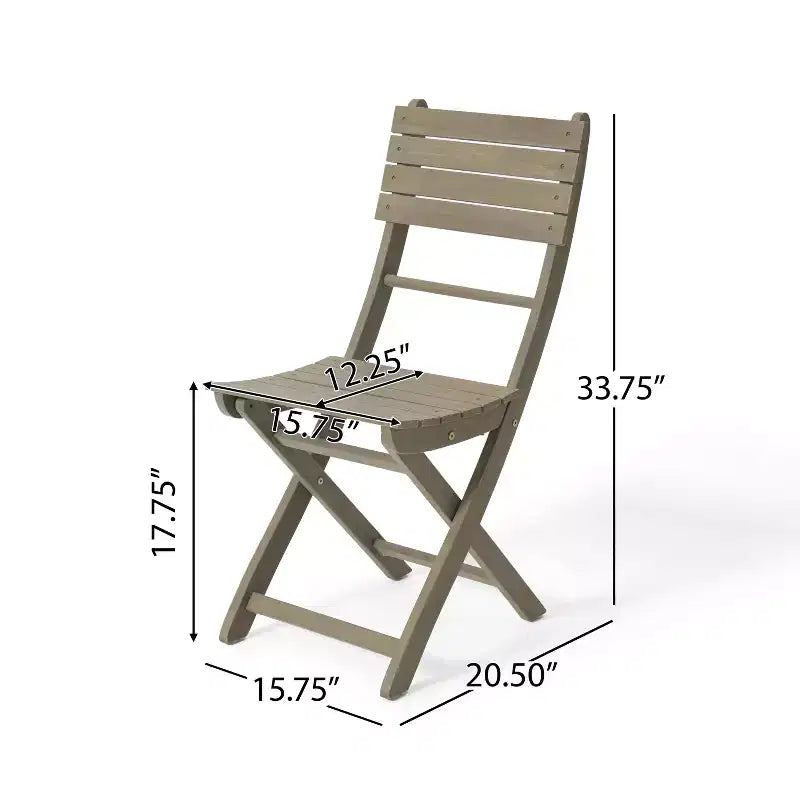GDFStudio Rabion Ensemble bistro pliant 3 pièces en bois d'acacia d'extérieur, Gris