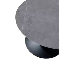 LeisureMod Verve 27 table basse ronde - plateau en pierre frittée et base piédestal en acier noir moderne, table d'appoint pour salon contemporain