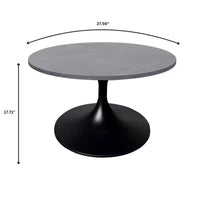 LeisureMod Verve 27 table basse ronde - plateau en pierre frittée et base piédestal en acier noir moderne, table d'appoint pour salon contemporain