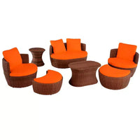 Ensemble de 7 pièces de la collection Jiallo Romantic pour l'extérieur avec pouf