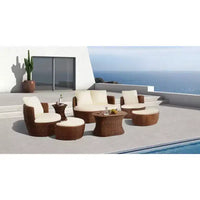Ensemble de 7 pièces de la collection Jiallo Romantic pour l'extérieur avec pouf