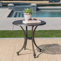 GDFStudio Louis Table d'appoint ronde d'extérieur en aluminium moule, bronze