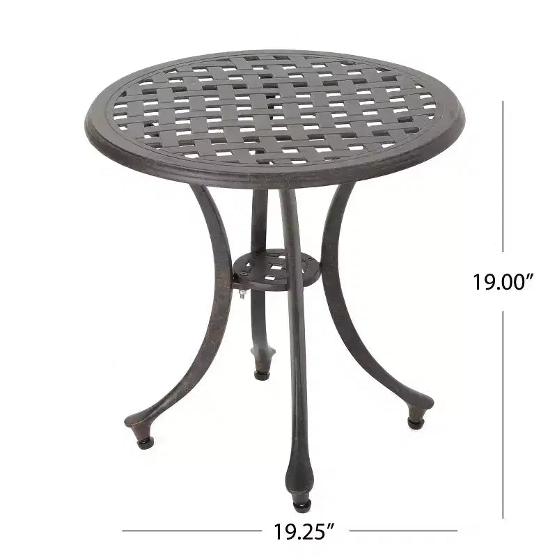 GDFStudio Louis Table d'appoint ronde d'extérieur en aluminium moule, bronze
