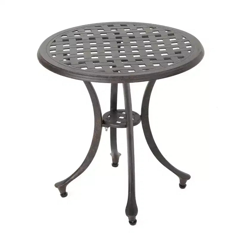 GDFStudio Louis Table d'appoint ronde d'extérieur en aluminium moule, bronze